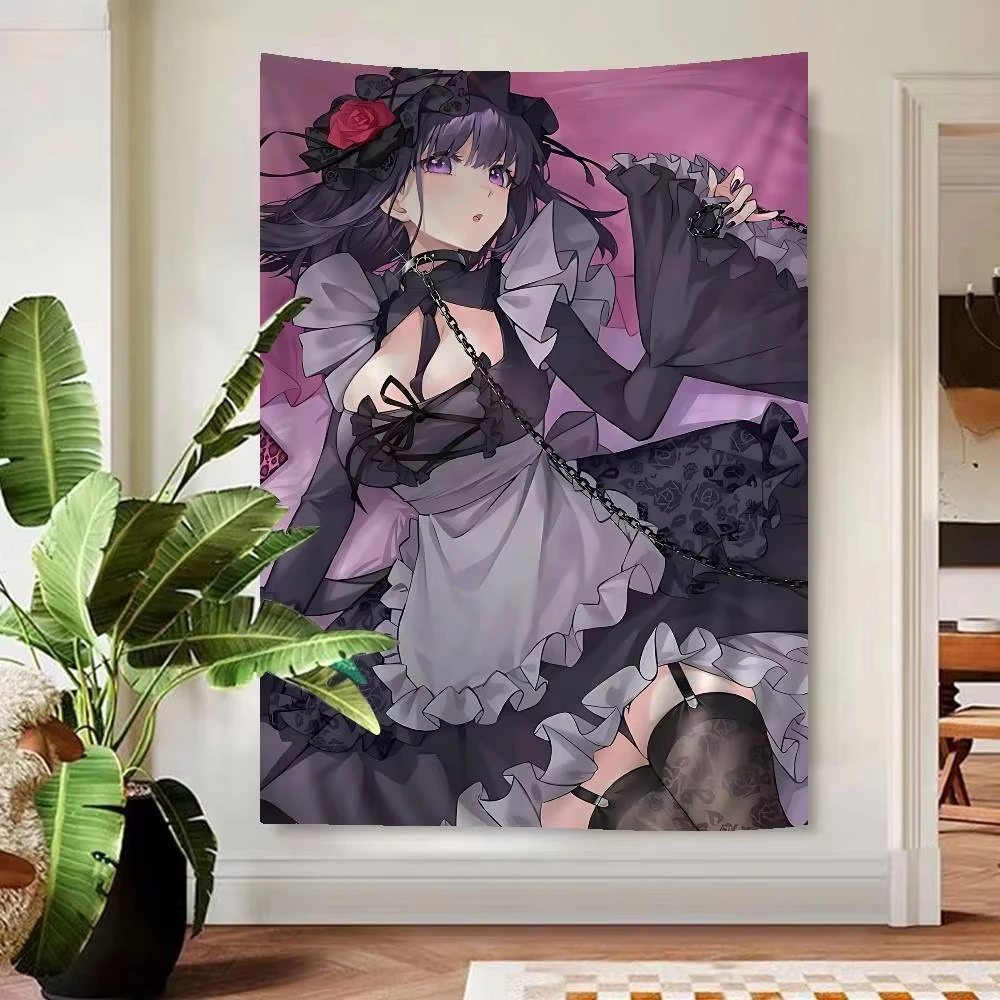Marin Kitagawa My Dress-Up Darling Tapestry, Demon Girl Red Hair Elf Ears Anime Wall Hanging for Gothic Bedroom Decor