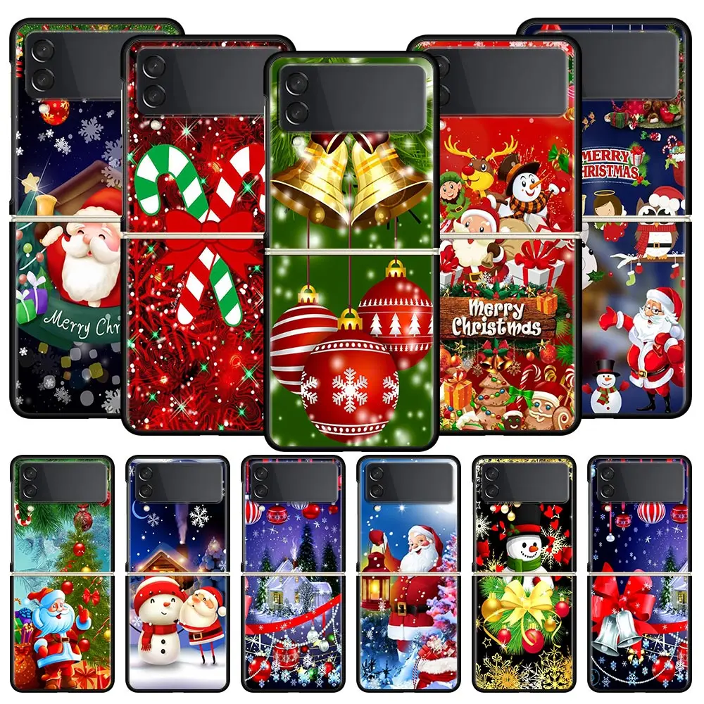 Christmas New Year Cartoon Z Flip 4 Phone Case For Samsung Z Flip 3 5G Hard Shell Galaxy ZFlip3 ZFlip5 Cover Folding Luxury