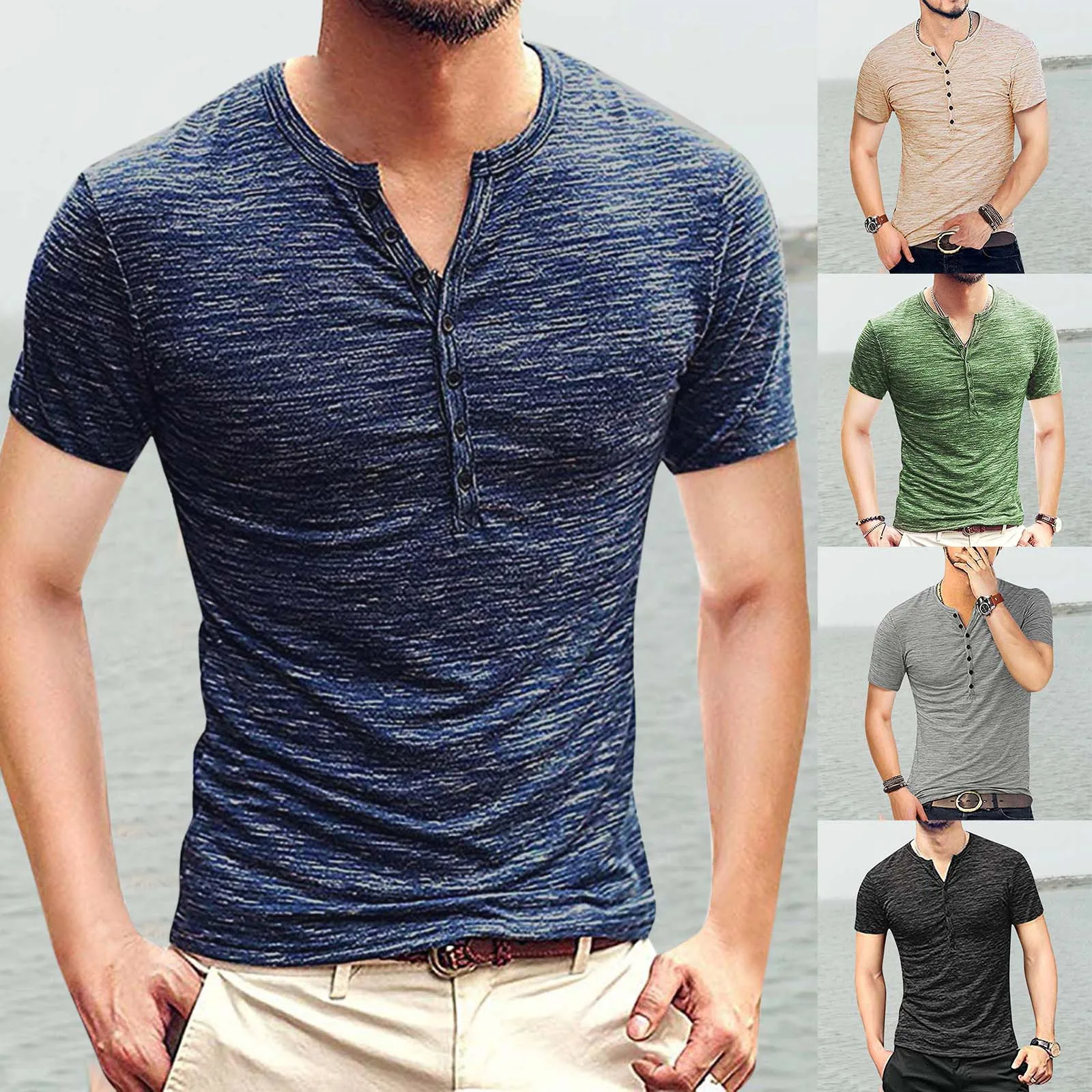 

Shirts for Men Pack Men Summer Button Short Sleeves Comfortable Fashion Blouse Top Men Shirts under 10 Dollars White T Shirt Men