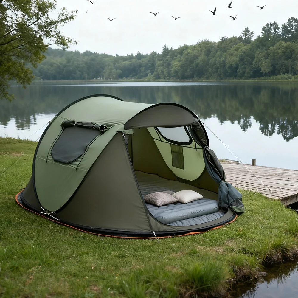 럭셔리 4인용 자동 접이식 캠핑 텐트 이미지