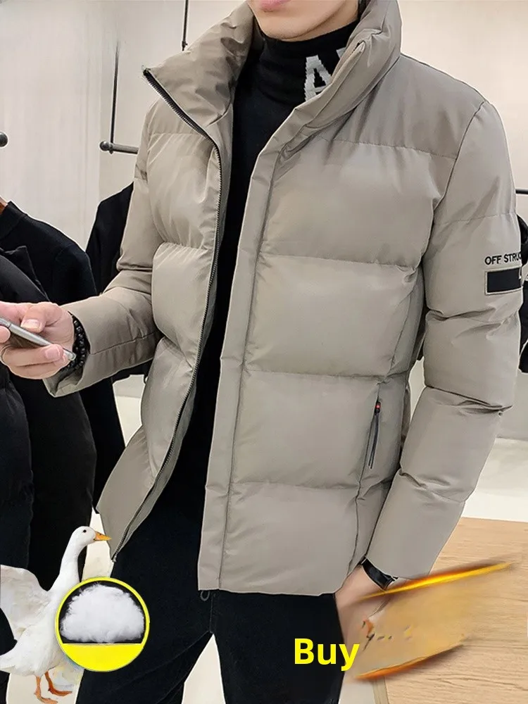 

Trendy Thiened Casual Men's down Cotton Jaet Autumn Winter Coat Stand Collar Long Length Loose Fit Mexican Rice Man