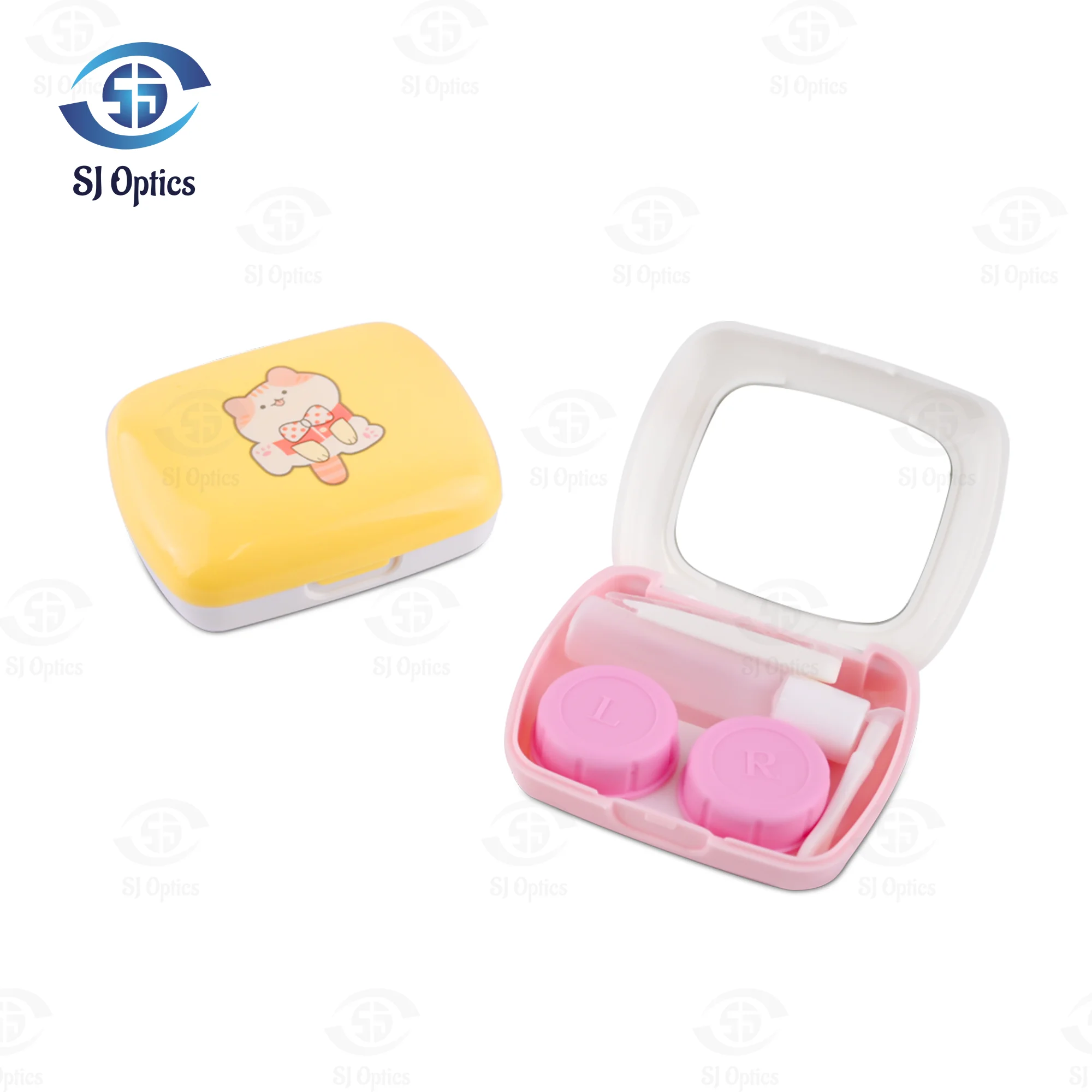 Bonito Colorido Caso De Lente De Contato com Espelho, Portátil Pequeno, Kit De Armazenamento De Imersão, Mini Caixa De Lentes De Contato, Armazenamento De Imersão