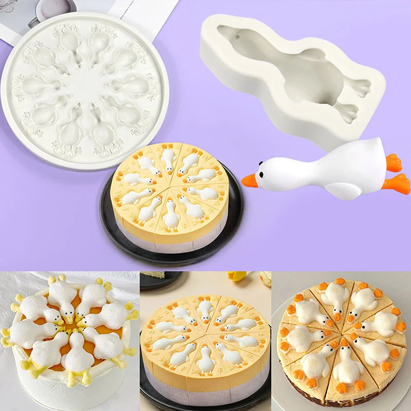 Small Cute 3D Lying Duck Design Silicone Mold DIY Pudding Chocolate Mousse Mould Cake Bakeware Handmade Candle Soap Mold