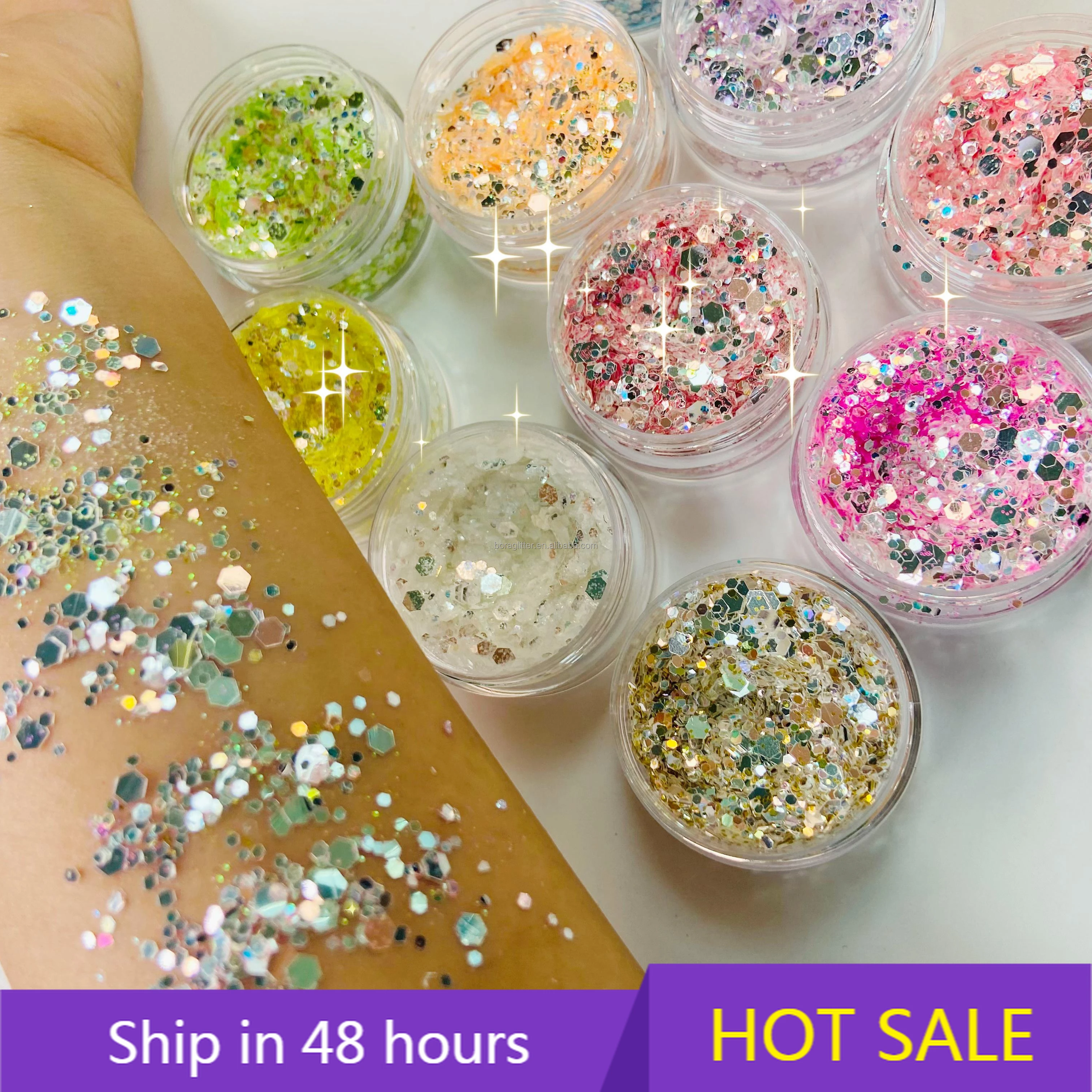 

YTYIN Wholesale 2024 Hot Sale Beauty Glitter Biodegradable Nail Crafts Manicure Colourful Chunky Glitter Powder