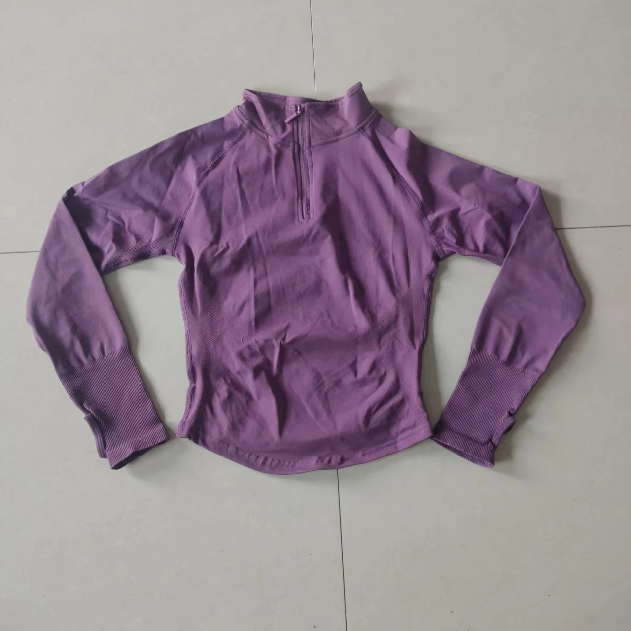 Dneyf D-Y-F dames workout top met halve rits, slanke, lange mouwen, compressie top voor yoga & gym training met aangepast label