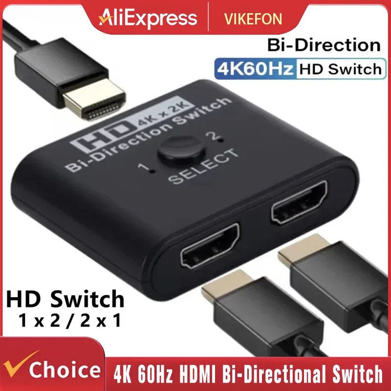 

4K 60 Гц HDMI-совместимый двунаправленный переключатель 2x1 разветвитель 2 порта вход 1 выход для монитора ТВ проектор аудио видео конвертер