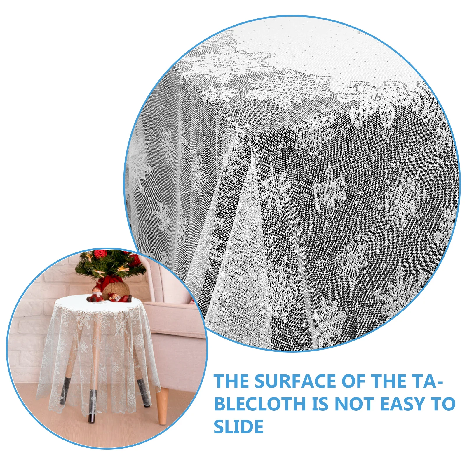Snowflake Lace Design For Christmas Holiday Home Party Kitchen Cafe Dining Room Fabric Cover Xmas Tablecloth Snowflake