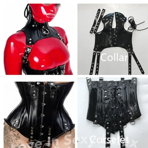 Anneau en D à col en Latex noir Sexy, Corselet noir/Catsuit rouge, costume d'halloween personnalisé