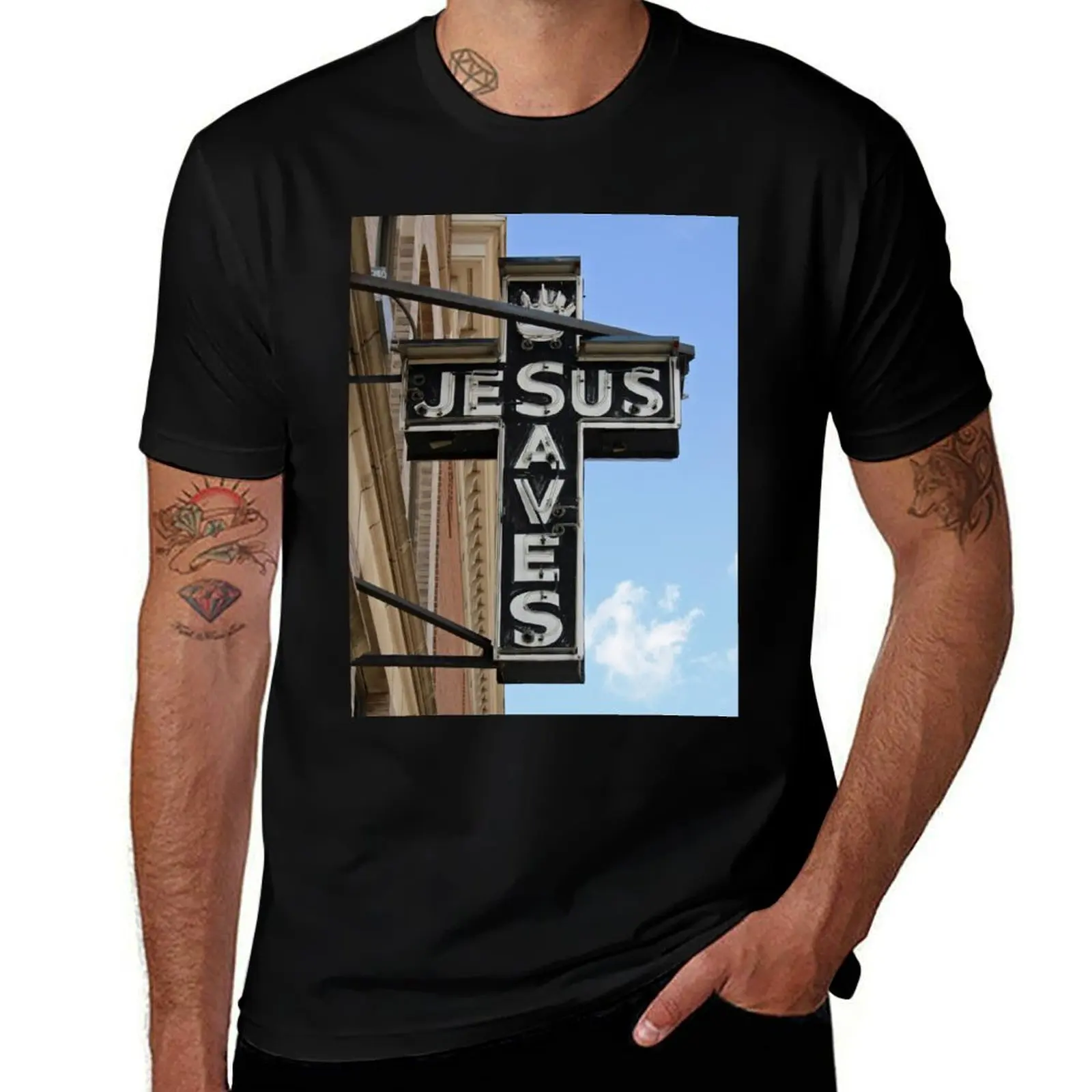 Jesus Saves Sign T-Shirt Casual Loose Fit Summer Tee Shirt T-Shirt