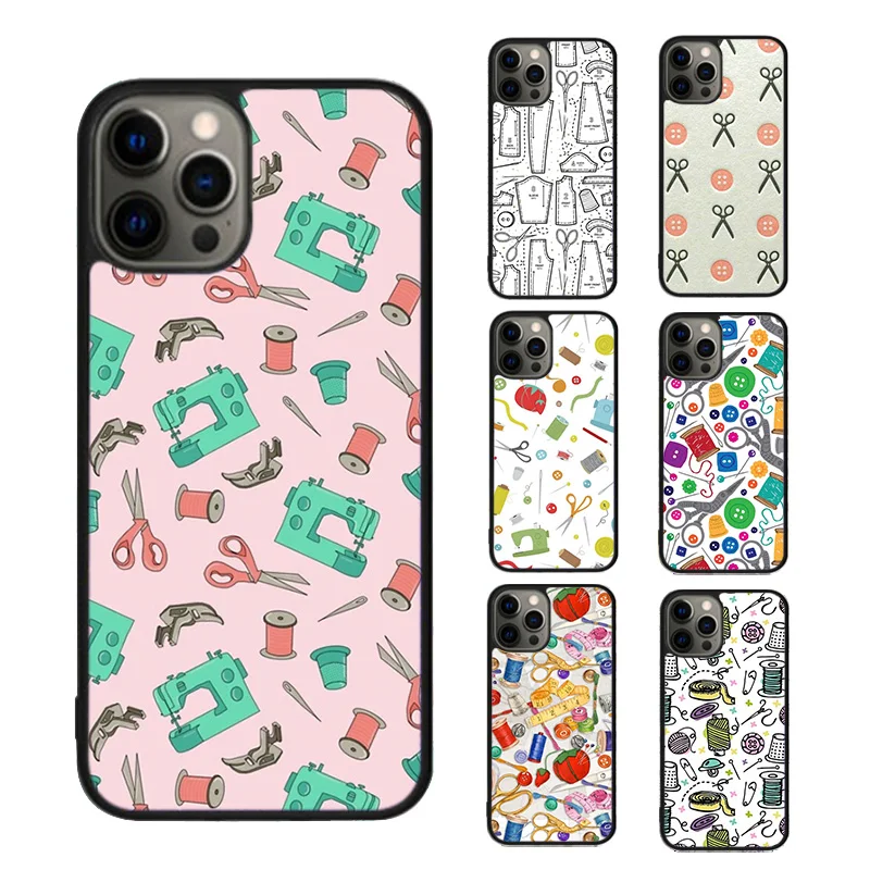 Sewing Scissors Buttons Phone Cases For iPhone SE2020 15 16 14 13 Pro Max case 12 11 Pro Max 8 PLUS 7PLUS mini mobile cell