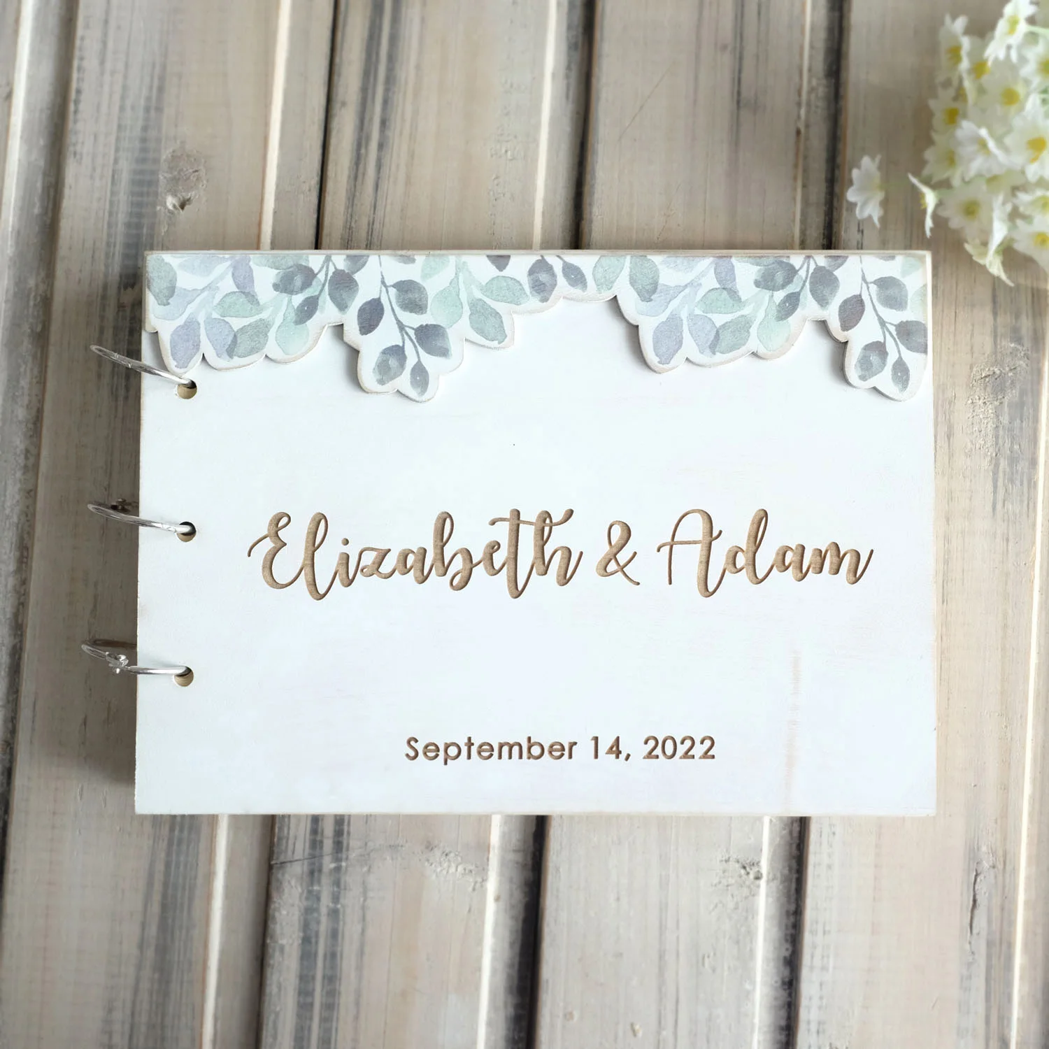 Personalized Wedding Guest Book, Custom Wreath Guest Book, Rustic Wedding Signature Decoration