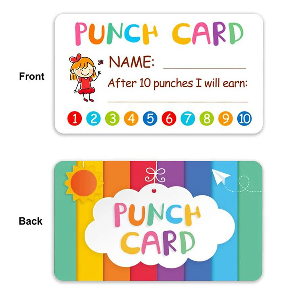 50/100/200Pcs Punch Cards Reward Incentive Card for Classroom Teachers School Student Behavior Motivation Decoration