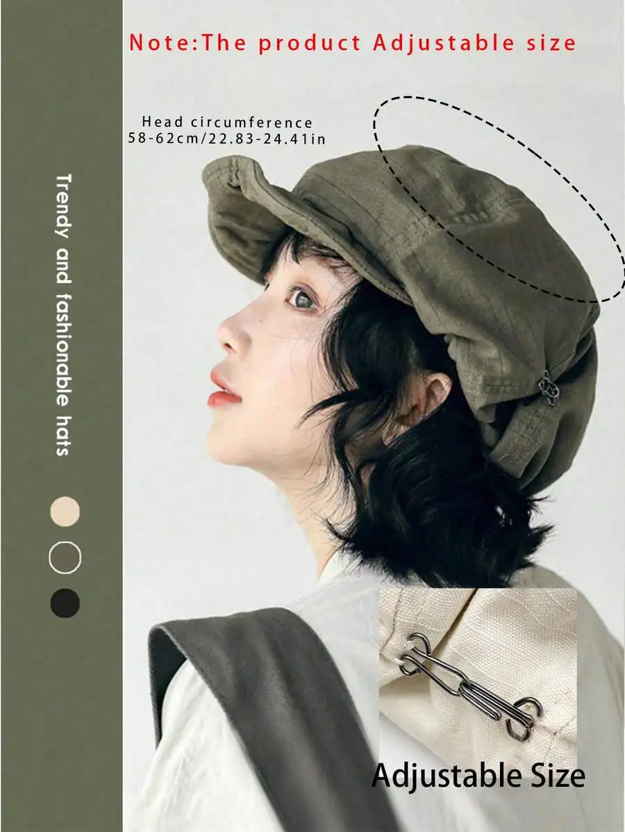 

1pc Female Minimalist Printed Japanese Artistic Hat, Solid Color Retro Painter Beret, Suitable For Daily Wear And Matching, Perfect For Gift Giving, Travel And Vacation(Warning!The Hat Runs Large And Is Suitable For Those With A Large Head Circumference.