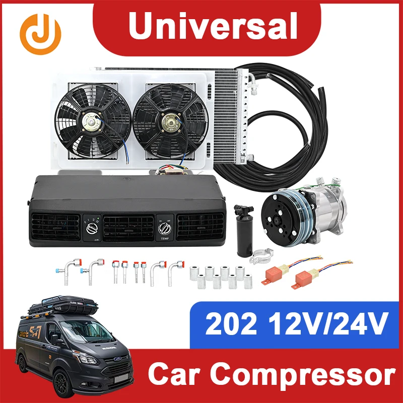 202 Universal Auto AC Evaporator Assembly Unit Air Conditioner & Heater 24V 12V for Classic Cars Truck Van Street Red Rod