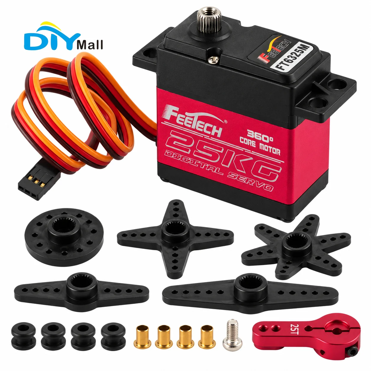 FEETECH FT6325M 25kg.cm 360 Degree Digital Servo Metal Core Motor Magnetic Steel Gear For RC Car Plane Quadcopter Robot
