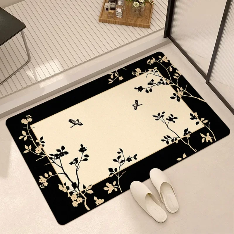 Chinese Style Bamboo Door Mat Minimalist Printed Living Room Bedroom Entrance Carpet Farmhouse Interior Decoration Carpet