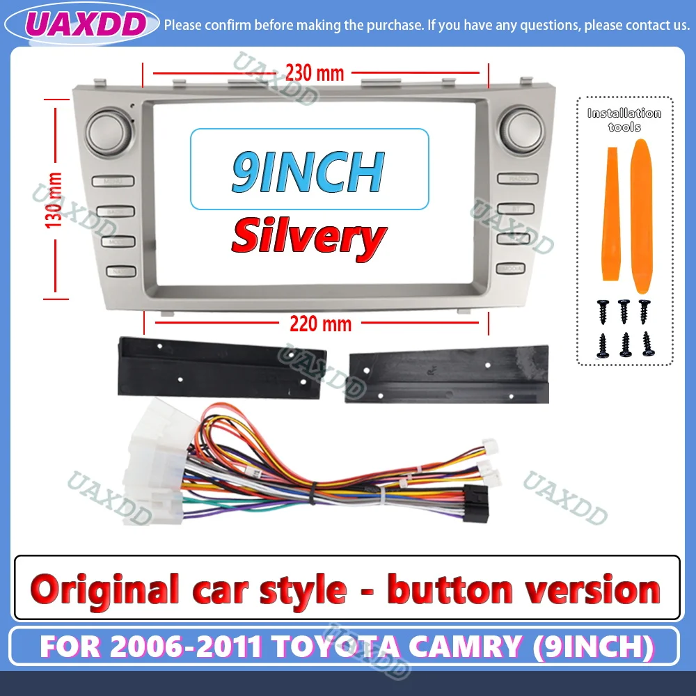 

2 Din Car Interior stereo radio FOR 2006-2011 TOYOTA CAMRY 9INCH Original car style button version Kit panel Center fascia CD