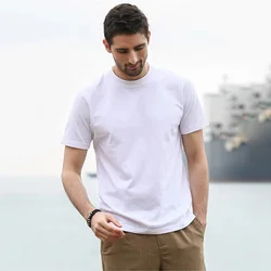 Plus Size Solid Color Tops Men Short Sleeves Cotton T-shirt Summer Loose Breathable O-Neck Undershirts Sweat-absorbent Underwear