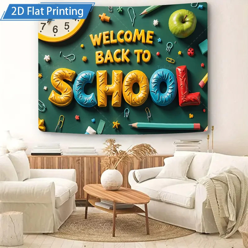 [2D FLAT] 1 قطعة 4x16 بوصة علامة معدنية مرحبا بكم في العودة إلى المدرسة 2D طباعة مسطحة معدنية جدار ديكور فني للفصول الدراسية والمنزل