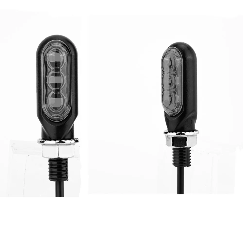Universal Motorcycle 3LED Flow Turn Signals Smoky Black Cover Mini LED Indicator Light 2PCS