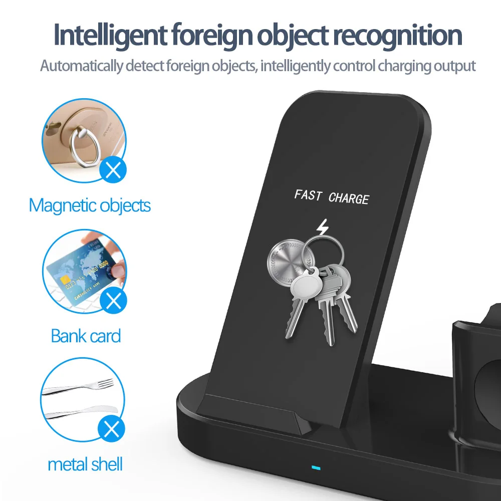 15W 빠른 무선 충전기 브래킷 아이폰 12 11 XS 최대 x 8 플러스 충전기 공항 프로 애플 시계 6 5 4 3 스탠드 충전 3IN1
