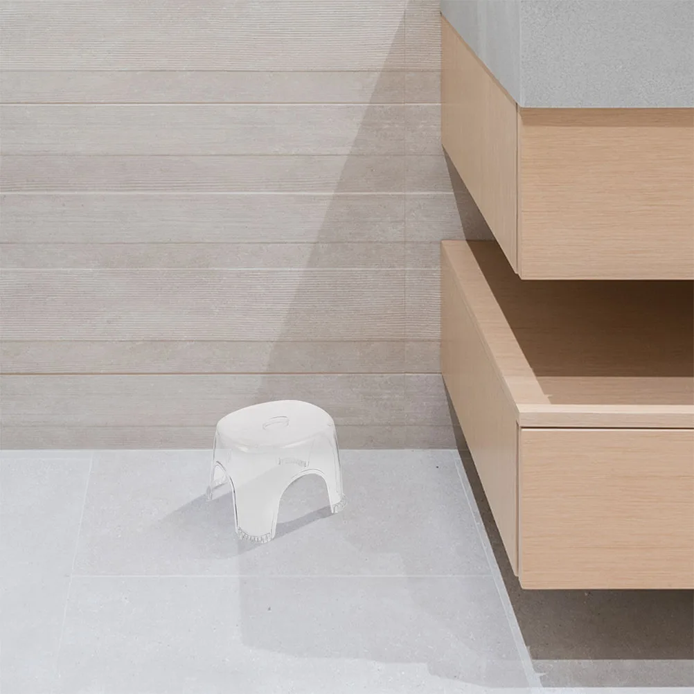 

Non-Slip Shower Foot Stool Clear Plastic Bath Step Stool For Adults Japanese Style Waterproof Reusable Ergonomic Footrest