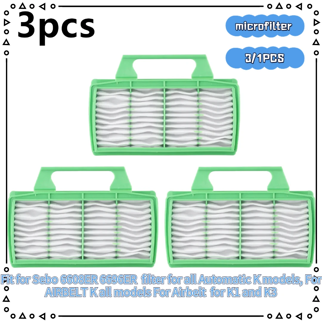 1/3 Pieces Washable & Reusable Filter For SEBO Series For AIRBELT K All Models 6629ER For Airbelt  For K1 And K3 Vacuum Cleaner