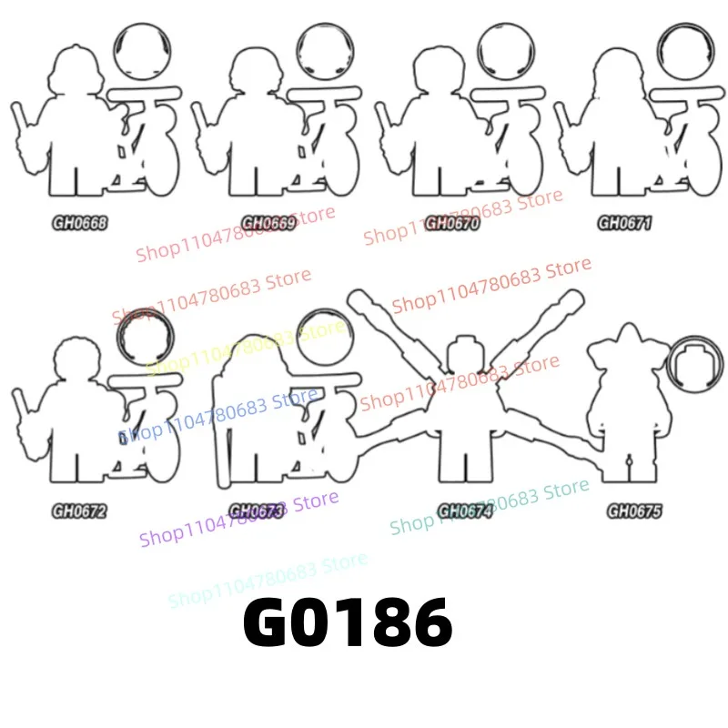 Mini Figurine G0186 GH0668 GH0669 GH0670 GH0671 GH0672 GH0673 Cartoon Movie Character Toy Assembly Model Display Piece Gift