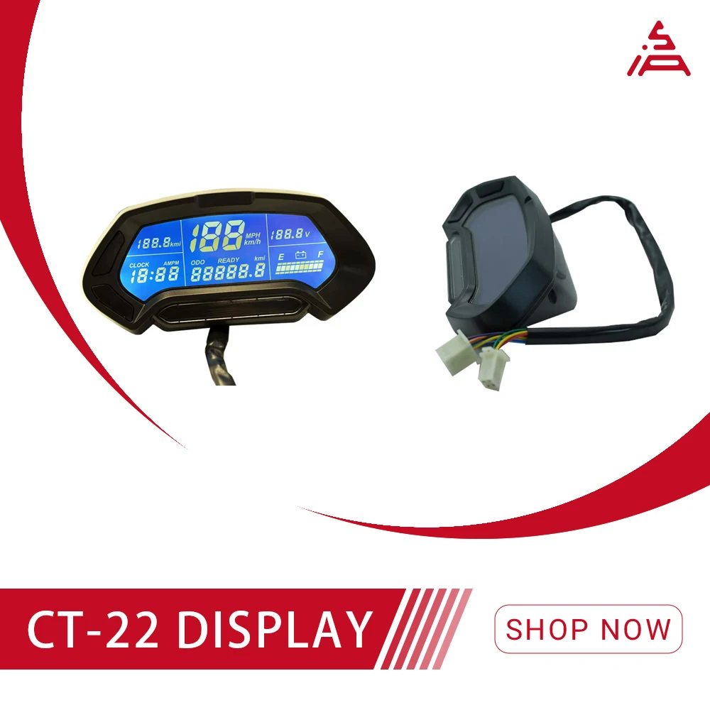 CT-22 Universal Programmable Digital LCD Speedometer 48V-144V Waterproof Dashboard for Electric Scooter Motorcycle
