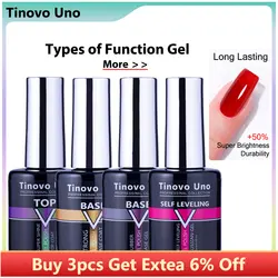 Tinovo Uno Rubber Base Gel Nail Polish Tempered Top Coat No Wipe 12ML UV Semi Permanent Gummy Strong Nail Glue All For Manicure