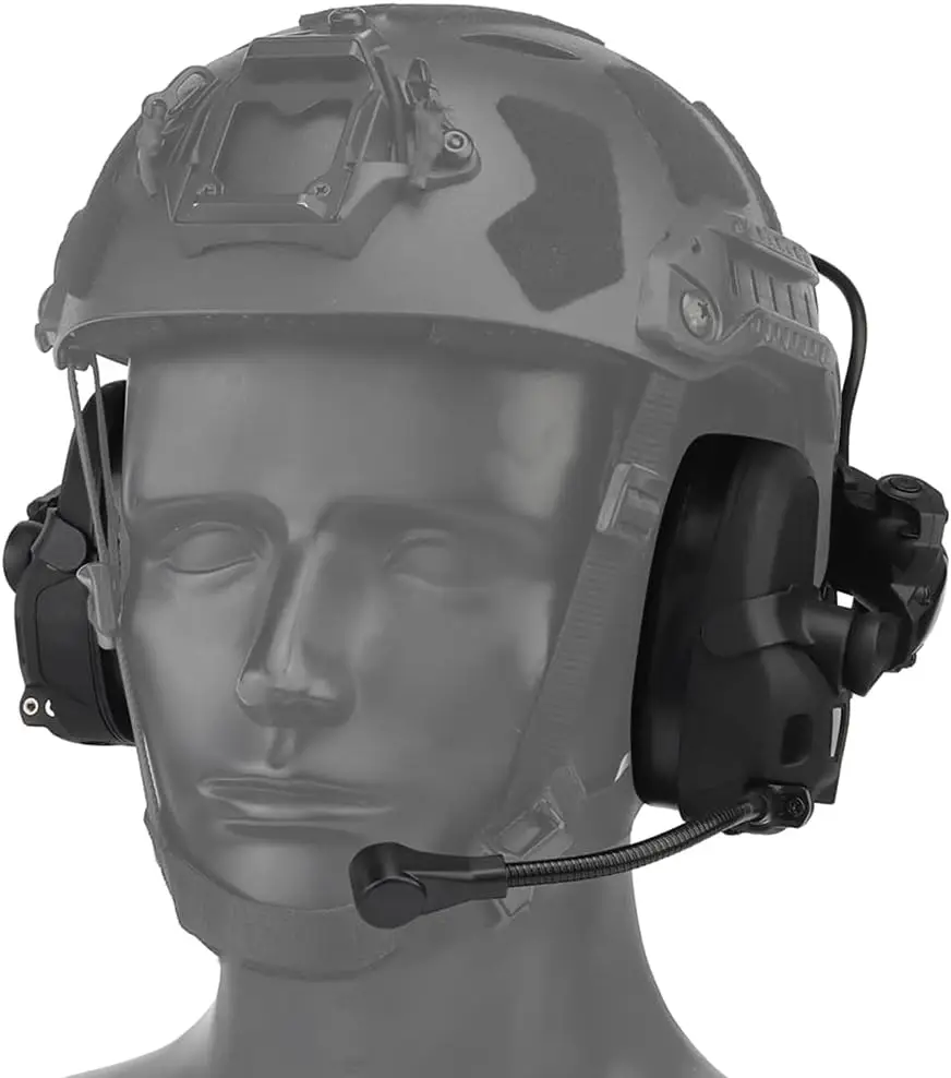 Tactical Helmet Headset Walkie -talkie Headset with Microphone Hearing Protection Compatible with M-Lok Helmet ARC Rail