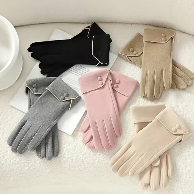 

Стильные и элегантные однотонные женские перчатки, утолщенные, защищающие от холода, перчатки для сенсорных экранов, подходящие для езды на велосипеде и катания на лыжах на открытом воздухе.