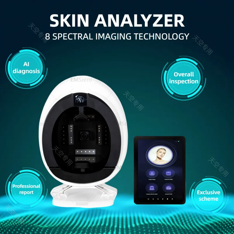 

3D Skin Analyzer 8 Spectral Imaging Technology Facial Scanner Facial UV Moisture Detection Magic Mirror Skin Analyzer