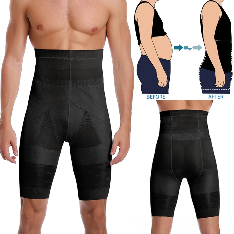 Pantalones cortos de Control de barriga para hombre, ropa interior moldeadora de cintura alta, adelgazante de muslo, Abdomen, vientre plano, bóxer