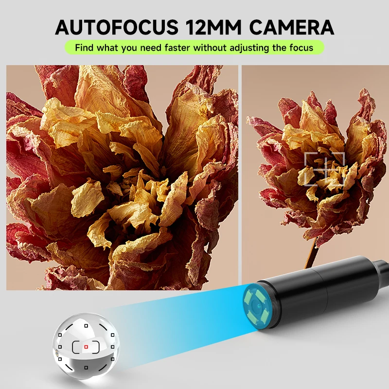 Industrial Hand-held Endoscope 4.3'' IPS Coror Screen 1080P Split Design 15m Cable Waterproof Borescope for Checking Car Sewer