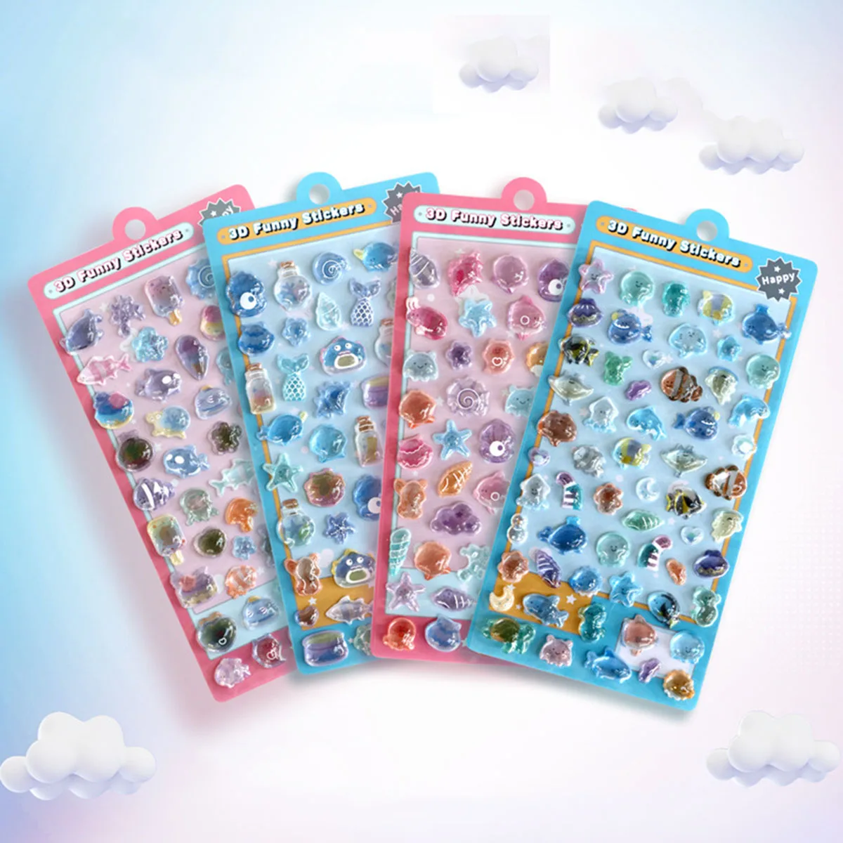 Cute 3D Floating Stickers Ocean Series Japanese Style DIY Fun Decals for Girls Boys DIY Craft Projects