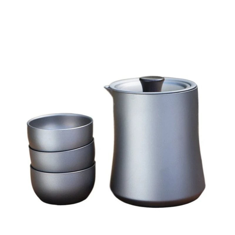 Pure Titanium Travel Tea Set, Outdoor Camping Tea Maker, Double-layer Eagle Beak Express Cup Travel Titanium Tea Set