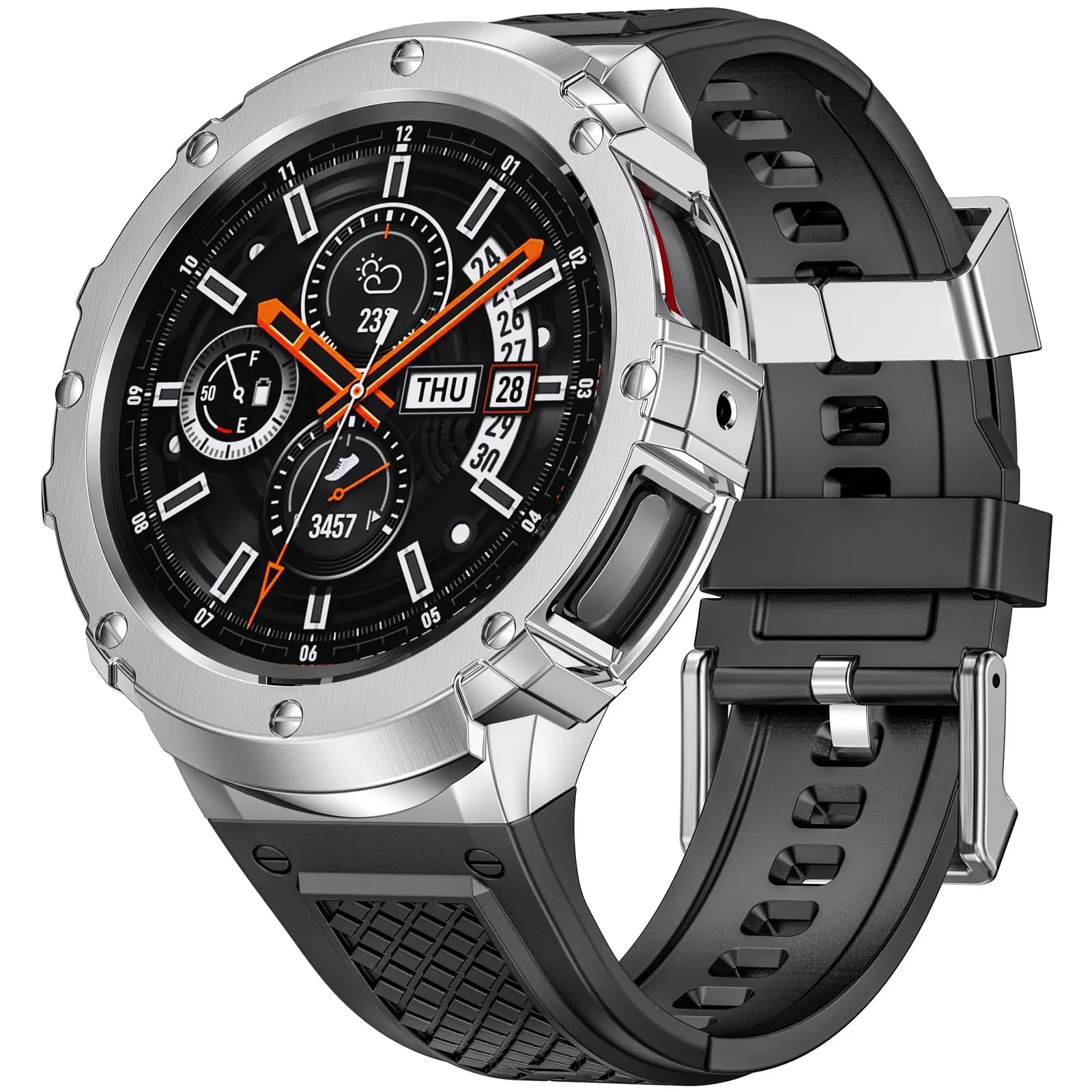 2-in-1 Sportarmband für Samsung Galaxy Watch 4 5 6 7 44mm Edelstahlgehäuse TPU-Armband für Galaxy Watch 5 Pro 45mm Band – Detail 6