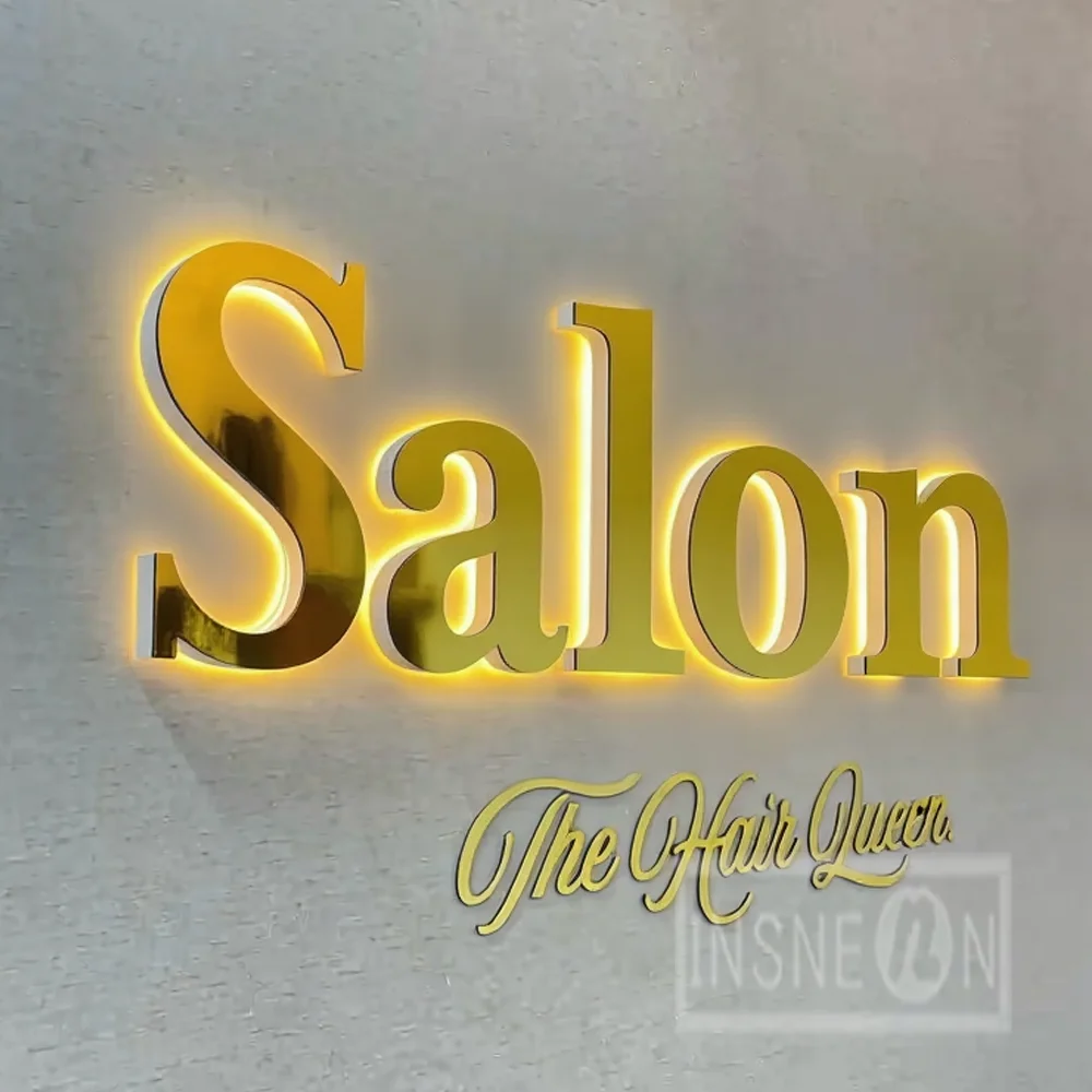 

Custom 3D Backlit Letters Sign LED Light Up Metal For Storefront Business Outdoor Waterproof Illuminated Advertising Signage