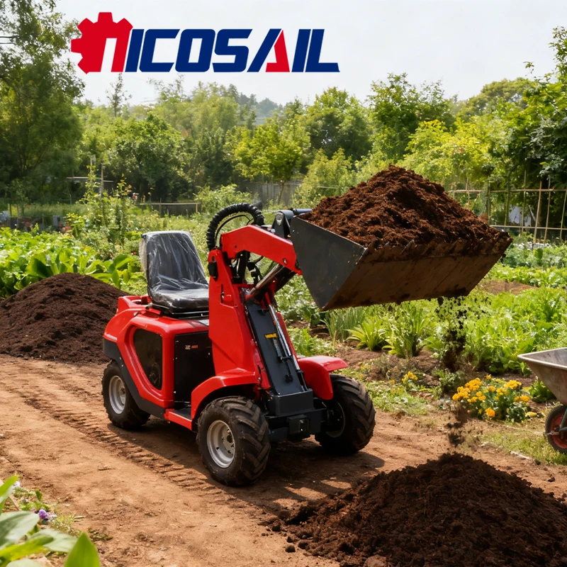 

Home Garden New Wheel Slip Loader with Forks Earthmoving Machinery Three Wheel Slip Steering Loader