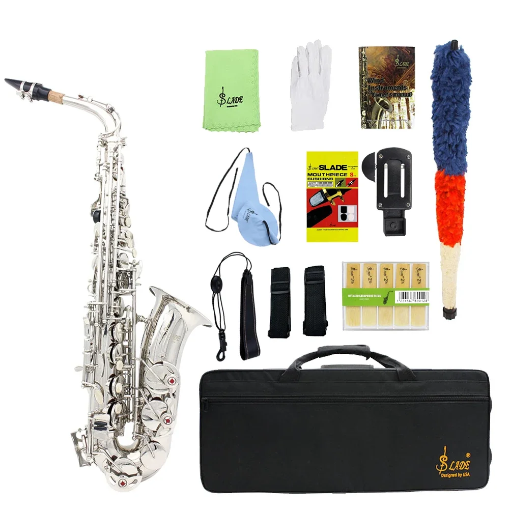 SLADE Eb Alto Saxophone Brass Body Carving Sax Set with Case Saxophone Accessories Professional Woodwind Instruments E Flat Sax