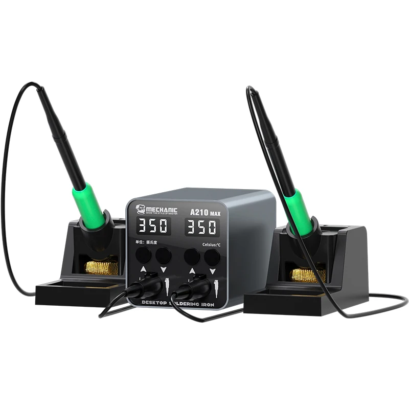 

MECHANIC A210 MAX 100W Smart Desktop Soldering Station with Double Handle Base LED Large Display for C210 Soldering Tips