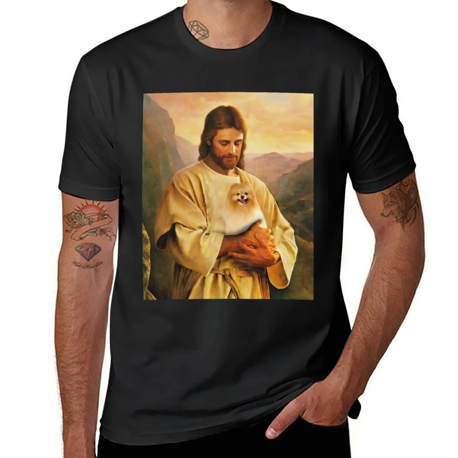 

pomeranian dog and jesus lover T-Shirt T-shirts man gifts for boyfriend valentines boutique clothes outfits for men