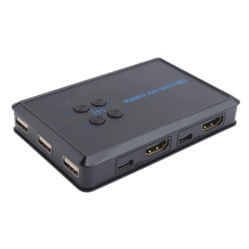 A19E-أجزاء المضيف 4 منافذ-متوافق مع KVM Switch 4K USB KVM Switcher 4 في 1 Out Hot Share USB للوحة مفاتيح الماوس لـ Win7 Win10