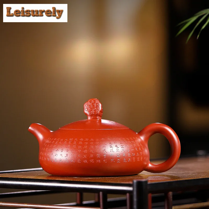 

150ml Vintage Yixing Purple Clay Teapot Handmade Heart Sutra Half Moon Pot Raw Ore Dahongpao Mud Kettle With Filter Zisha Teaset