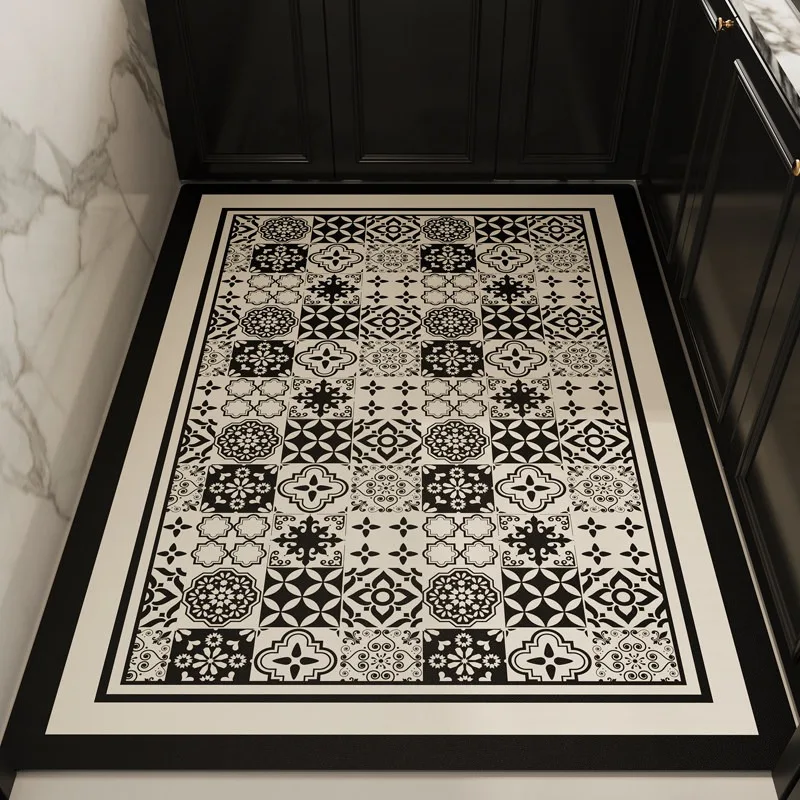 Kitchen Floor Mat Pvc Leather Waterproof Non-slip Large Size Rug Oil-proof Foot Mats American Style Carpet Home Decoration Rugs