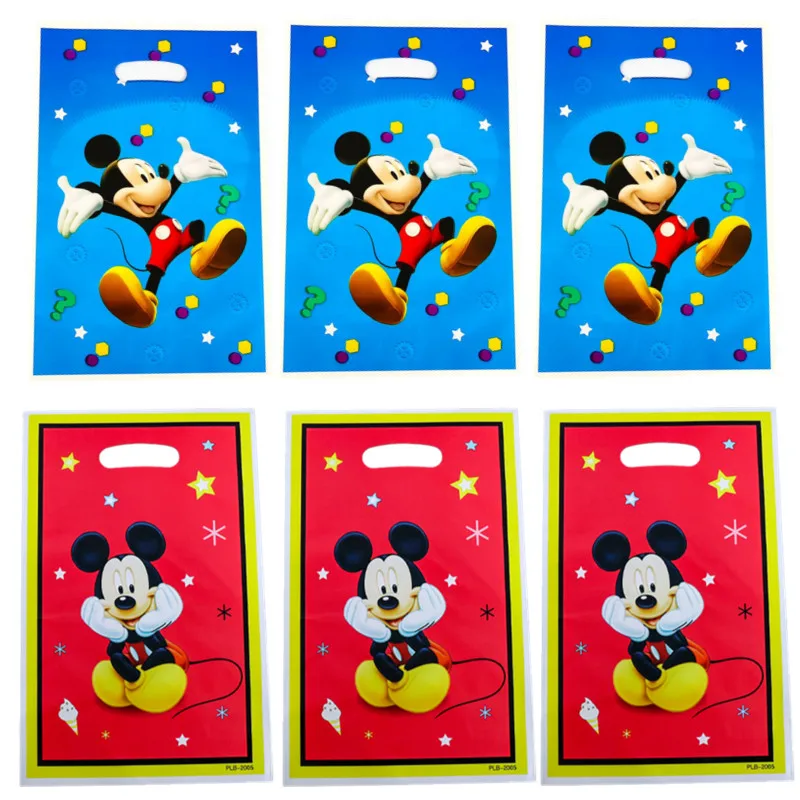 

10/50pcs Mickey Mouse Plastic Disposable Gift Bags Birthday Party Decorations Loot Candy Bags Kids Favors Baby Shower Supplies
