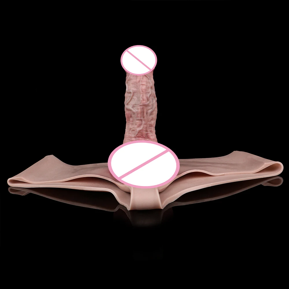 7.36in Hollow Lifelike Strap-on Dildo Panty,Protruding Veins Texture Realistic Penis Sleeve Enlargement Toys,Men/Couples Adult T 4