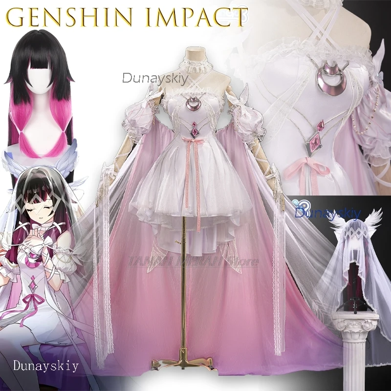 أزياء تنكرية للنساء من disfraz Damselette Columbina أزياء تنكرية للعبة Genshin Impact التأثيرية فستان أنيمي للنساء