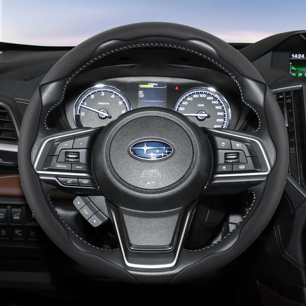 Suitable for Subaru Breathable Hole Leather Steering Wheel Cover Segmented Quick Release Design Non-Slip and Durable